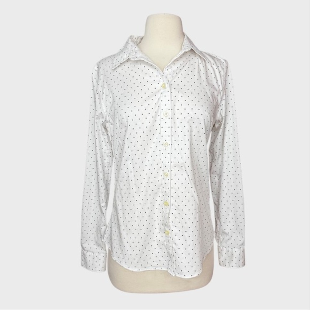 Banana Republic sz 8 Small Women's Button Blouse‎ White Black Stars Career